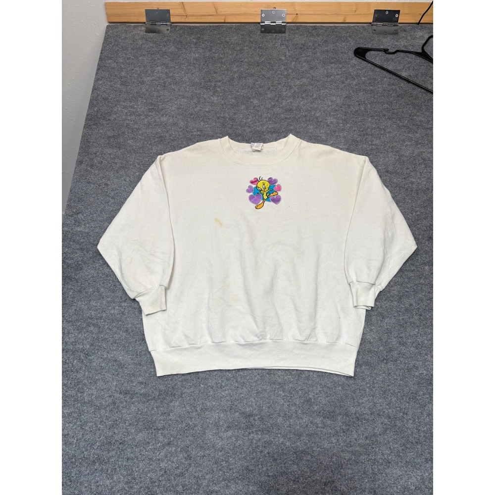 Vintage 1997 Looney Tunes Tweety Bird Sweatshirt Brazos White Plus‎ Size 22W/24W